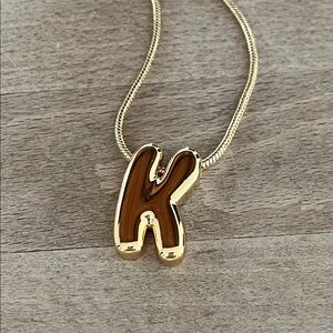 Leo&Luca - 18k Gold Plated Bubble Letter Initial Necklace “K”